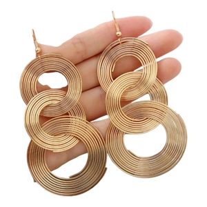 GENERIC Gold 3 Circle Hoop Earrings